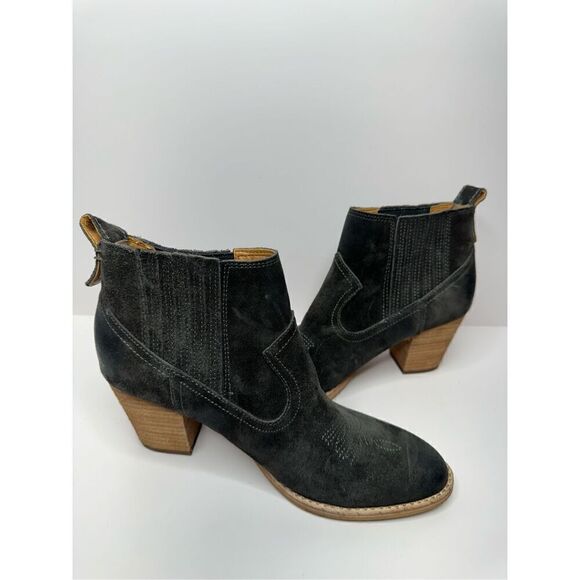 Dolce Vita Western Boots Size 8 Womens Gray Leather Suede Pull On Ankle Booties - Picture 4 of 12